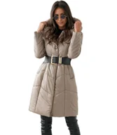 Płaszcze damskie - Długi elegancki pikowany płaszcz damski zimowy ocieplany MARIA-52 - miniaturka - grafika 1