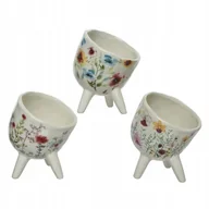 Donice - Doniczka ceramiczna w kwiaty na nóżkach mix wzorów - miniaturka - grafika 1