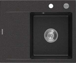 Mexen Ben zlewozmywak granitowy 1-komorowy z ociekaczem lewy 600 x 500 mm, czarny/srebrny metalik, syfon chrom - 6522605000-73 - Zlewozmywaki - miniaturka - grafika 1