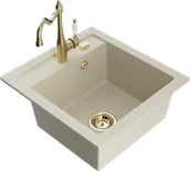 Zlewozmywaki z baterią - Mexen Vito zlewozmywak granitowy 1-komorowy z baterią kuchenną Carla, beżowy - 6503-69-670700-50 - miniaturka - grafika 1