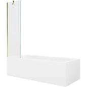 Wanny - Mexen Vega wanna prostokątna 180 x 80 cm z obudową i parawanem 1-skrzydłowym 50 cm, transparent, złoty 5905315205711 - miniaturka - grafika 1