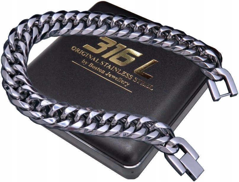 GRUBA SREBRNA BRANSOLETA MĘSKA MEGA PANCERKA 316L