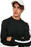 Bluzy męskie - TRENDYOL MAN BLUZA MĘSKA CZARNA Z BIAŁYMI PASKAMI DŁUGI RĘKAW XXL 5DA - miniaturka - grafika 1