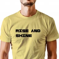 Koszulki męskie - T-Shirt z napisem "Rise and Shine" Bawełna XL - miniaturka - grafika 1