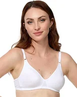 Biustonosze - Nur Die Bawełniany biustonosz bez fiszbinów, dwuwarstwowy biustonosz z miękką miseczką, miękki, wygodny, niewidoczny, bezszwowy pod ubraniem damski, biały, 80C - miniaturka - grafika 1