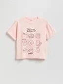 Koszulki dla dziewczynek - Reserved - T-shirt z haftem - pastelowy róż - miniaturka - grafika 1