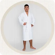 Piżamy damskie - Bawełniany Szlafrok Hotelowy Frotte Z Kołnierzem Classic Unisex 350G/M2 Xxl - miniaturka - grafika 1