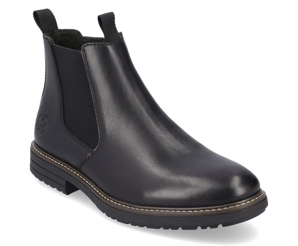Buty męskie Rieker 33180 zimowe ocieplane sztyblety skórzane czarne-45