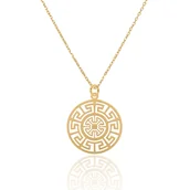 Naszyjniki - Naszyjnik srebrny pozłacany z rozetą grecką 50 CM - miniaturka - grafika 1