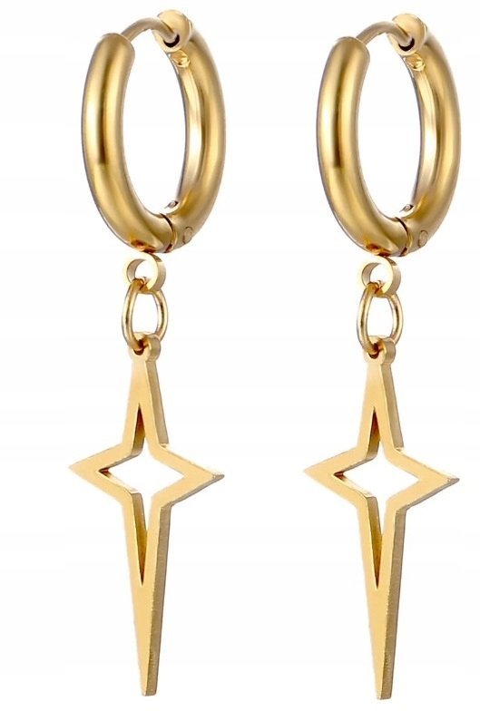 Kolczyki Do Uszu HUGGIE Krzyż Krzyżyk Gwiazda STAL Punk Gothic Rock