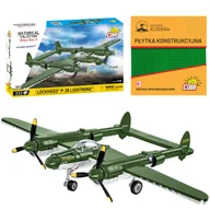 Klocki - Cobi 5882 Samolot myśliwski LOCKHEED P-38 LIGHTNING HC WW2 335 El. + PŁYTKA - miniaturka - grafika 1