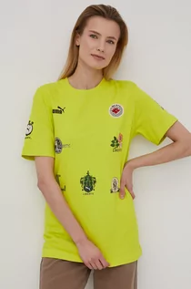 Koszulki i topy damskie - Puma t-shirt bawełniany x LIBERTY kolor zielony - grafika 1