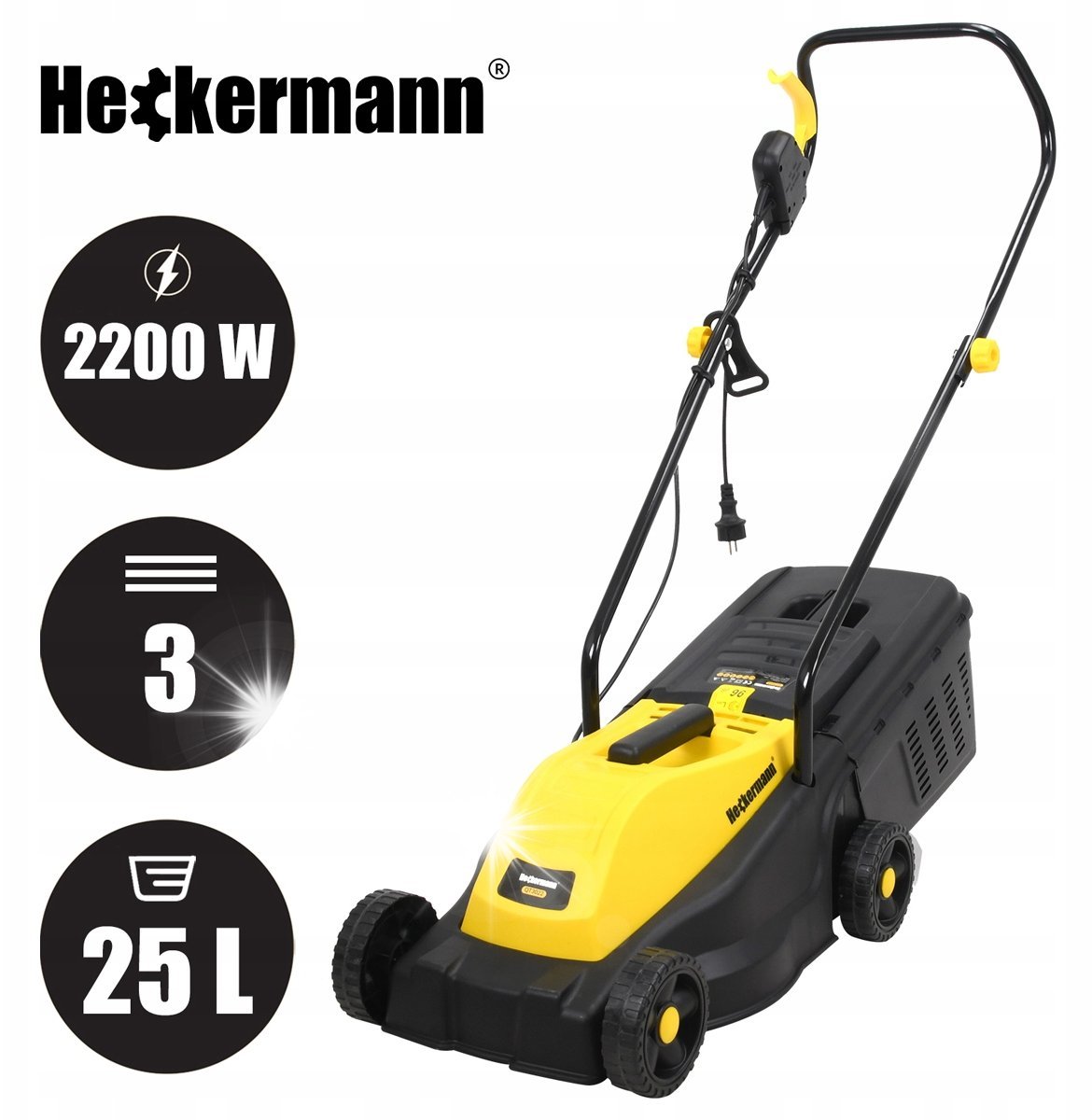Heckermann KOSIARKA ELEKTRYCZNA MOCNA PODKASZARKA DO TRAWY LEKKA 30cm 25L 2200W