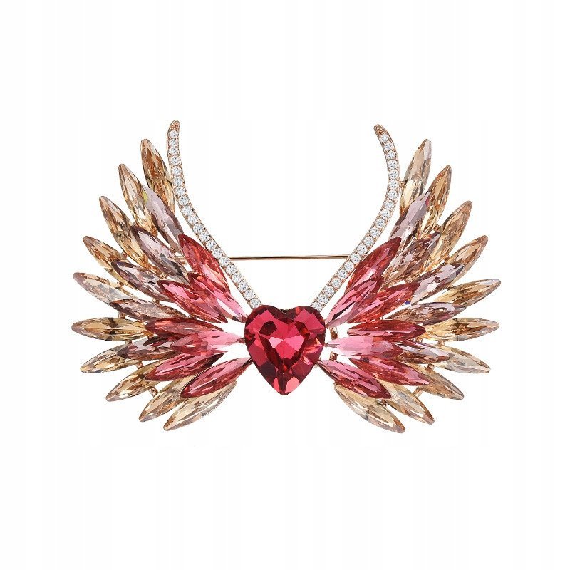 PINETS Spektakularna Broszka z kryształem austriackim Skrzydła SERCE Złota