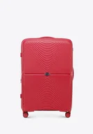 Walizki - Duża walizka z polipropylenu w okręgi czerwona - miniaturka - grafika 1