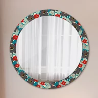 Lustra - Lustro dekoracyjne okrągłe Retro kwiaty wzór - miniaturka - grafika 1