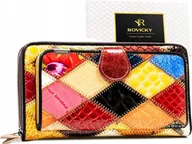 Portfele - Rovicky Duży, patchworkowy portfel damski ze skóry naturalnej - Rovicky NoSize - miniaturka - grafika 1