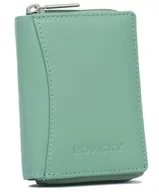 Portfele - Skórzany portfel damski Rovicky na zatrzask portmonetka na karty dokumenty gotówkę, miętowy - miniaturka - grafika 1