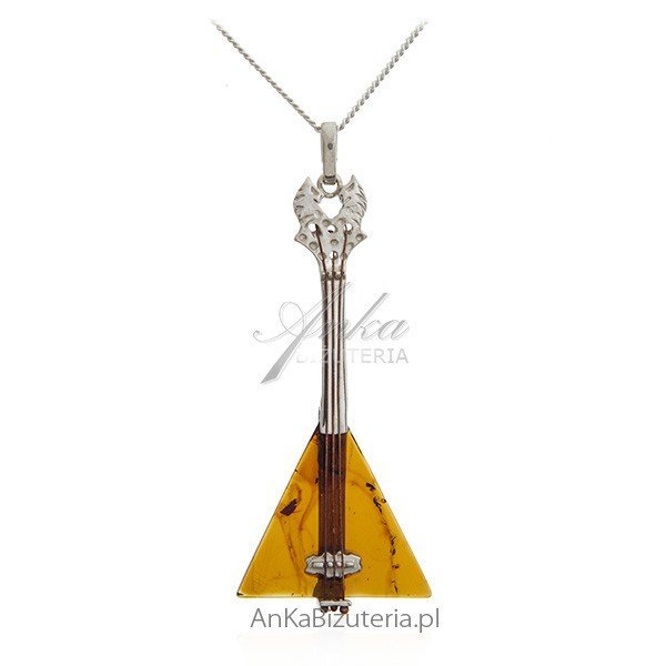ankabizuteria.pl Biżuteria srebrna z bursztynem - zawieszka gitara