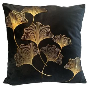 Poduszka velvetowa Gold Ginkos 40 x 40 cm czarna - Poduszki dekoracyjne - miniaturka - grafika 1