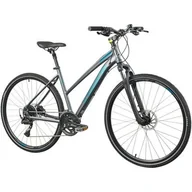 Rowery - Rower crossowy INDIANA X-Cross 5.0 D21 28 cali damski Ciemnoszary - miniaturka - grafika 1