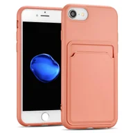 Etui i futerały do telefonów - Etui na telefon komórkowy Apple iPhone 7 / 8 / SE 2 / SE 3 Cover Silicone Protective Cover with Card Slot Slim Wallet Case, różowy - miniaturka - grafika 1