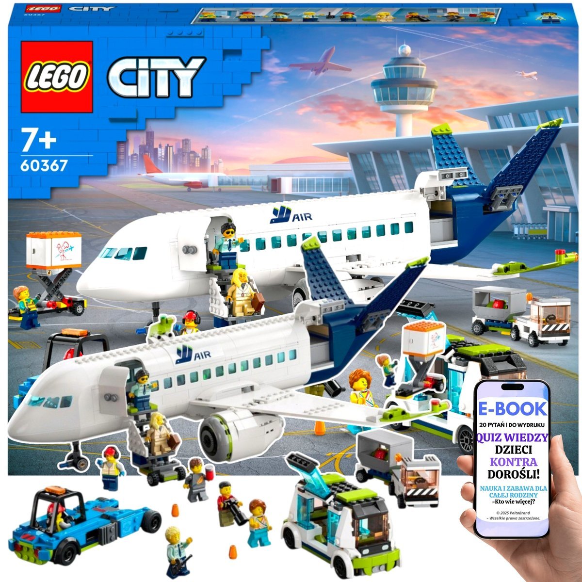 LEGO PREZENT URODZINOWY DLA CHŁOPCA – LEGO City Samolot pasażerski • Kokpit, wnętrze i pojazdy lotniskowe Klocki Prezent + EBOOK-2