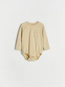 Body dla niemowląt - Reserved - Bawełniane body z kieszonką - jasnoszary - miniaturka - grafika 1