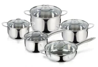 Zestawy garnków i patelni - 10 elementowy zestaw garnków ze stali chromowo-niklowej L0-K48 - miniaturka - grafika 1