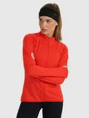 Bluzy damskie - 4F Bluza do biegania regular szybkoschnąca damska - czerwona L - miniaturka - grafika 1
