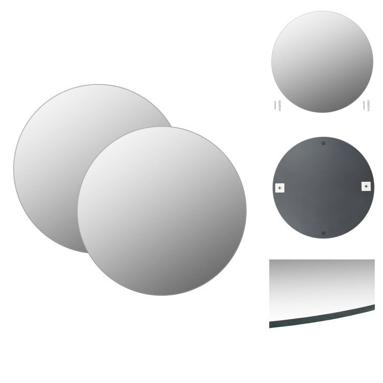 vidaXL Lustro ścienne 2 szt. 60 cm okrągłe szkło - Lustro