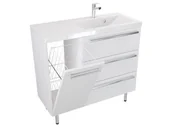 Szafki łazienkowe - Szafka Stojąca Z Umywalką ATH 90 cm K Prawa - Biały Mat - Uchwyty Chromowane - miniaturka - grafika 1