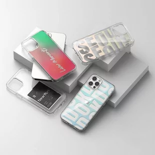 Ringke Fusion Design pancerne etui pokrowiec z żelową ramką iPhone 12 Pro Max różowo-zielony (GNAP0028) - Etui i futerały do telefonów - miniaturka - grafika 5