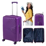 Walizki - WALIZKA ŚREDNIA PODRÓŻNA FIOLETOWA TWARDA 65x43x27 LEKKA 3,3KG NA 4 KÓŁKACH - miniaturka - grafika 1