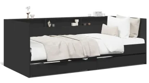 Czarne łóżko z szufladami 90x200 cm N8-N50 - Łóżka - miniaturka - grafika 1