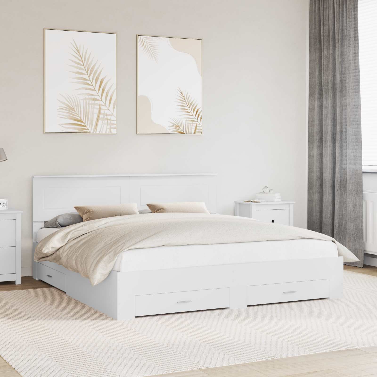 vidaXL Ramka łóżka Biały 180 x 200 cm Materiał drewnopochodny