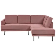 Narożniki - BELIANI Sofa narożna lewostronna poliester różowy brąz 4-osobowa narożnik rogówka czarne metalowe nóżki tapicerowana minimalistyczna nowoczesna - miniaturka - grafika 1