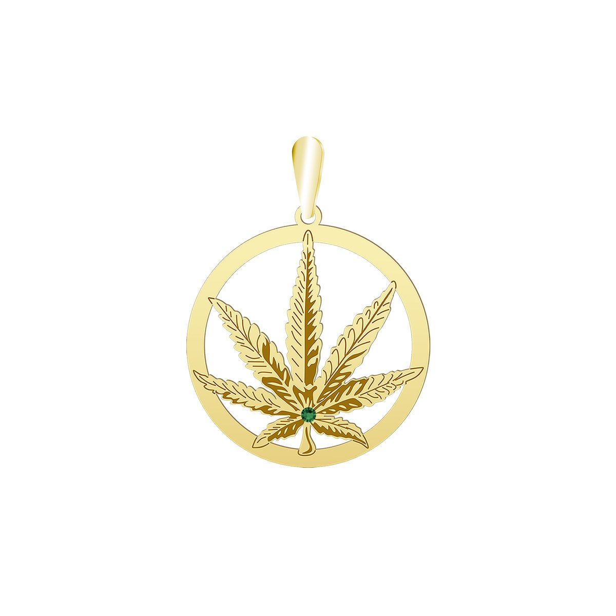 Zawieszka Pozłacana z Marihuaną Liść Konopi GRAWER