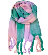 Apaszki i szaliki damskie - Puchaty szal szalik kwadraty dzianina warkocze - miniaturka - grafika 1