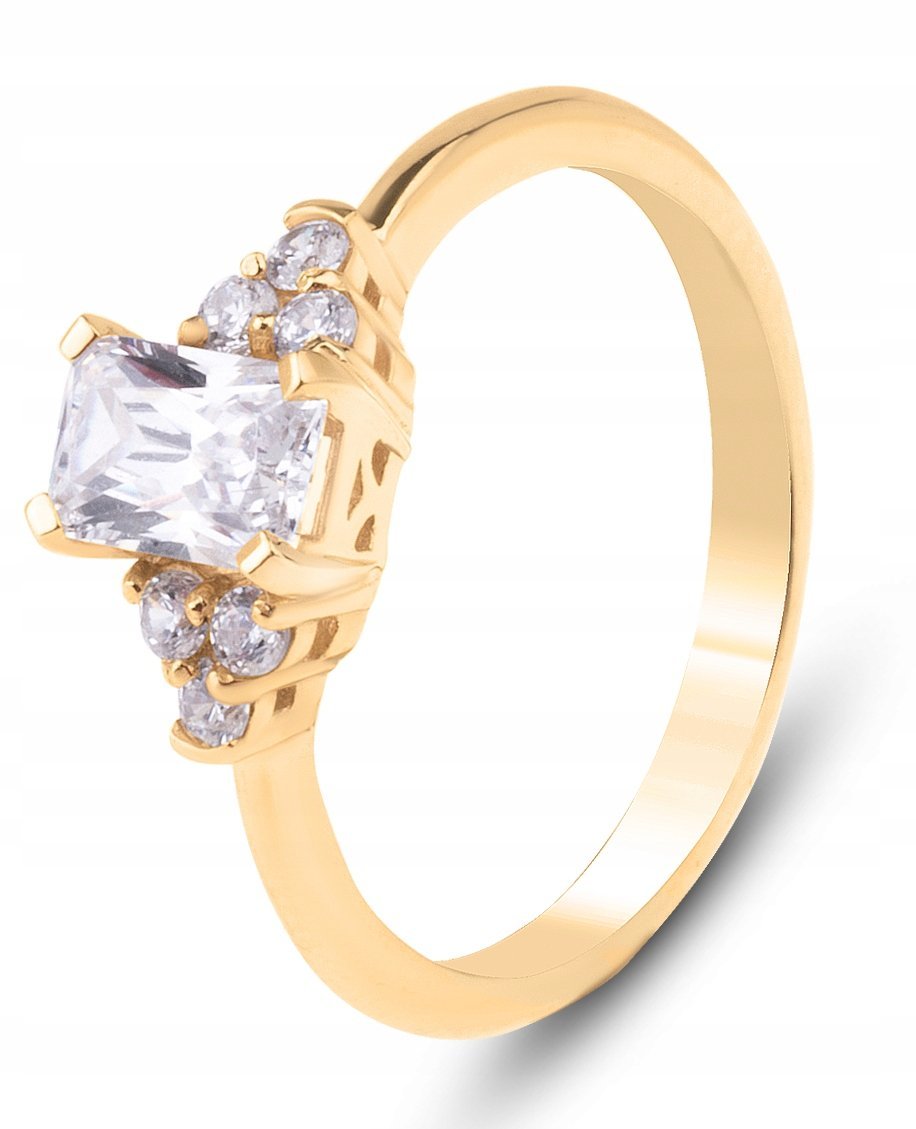 PIĘKNY ZŁOTY PIERŚCIONEK ZARĘCZYNOWY Z BIAŁYMI KAMIENIAMI LUCREZIA 8KT 333