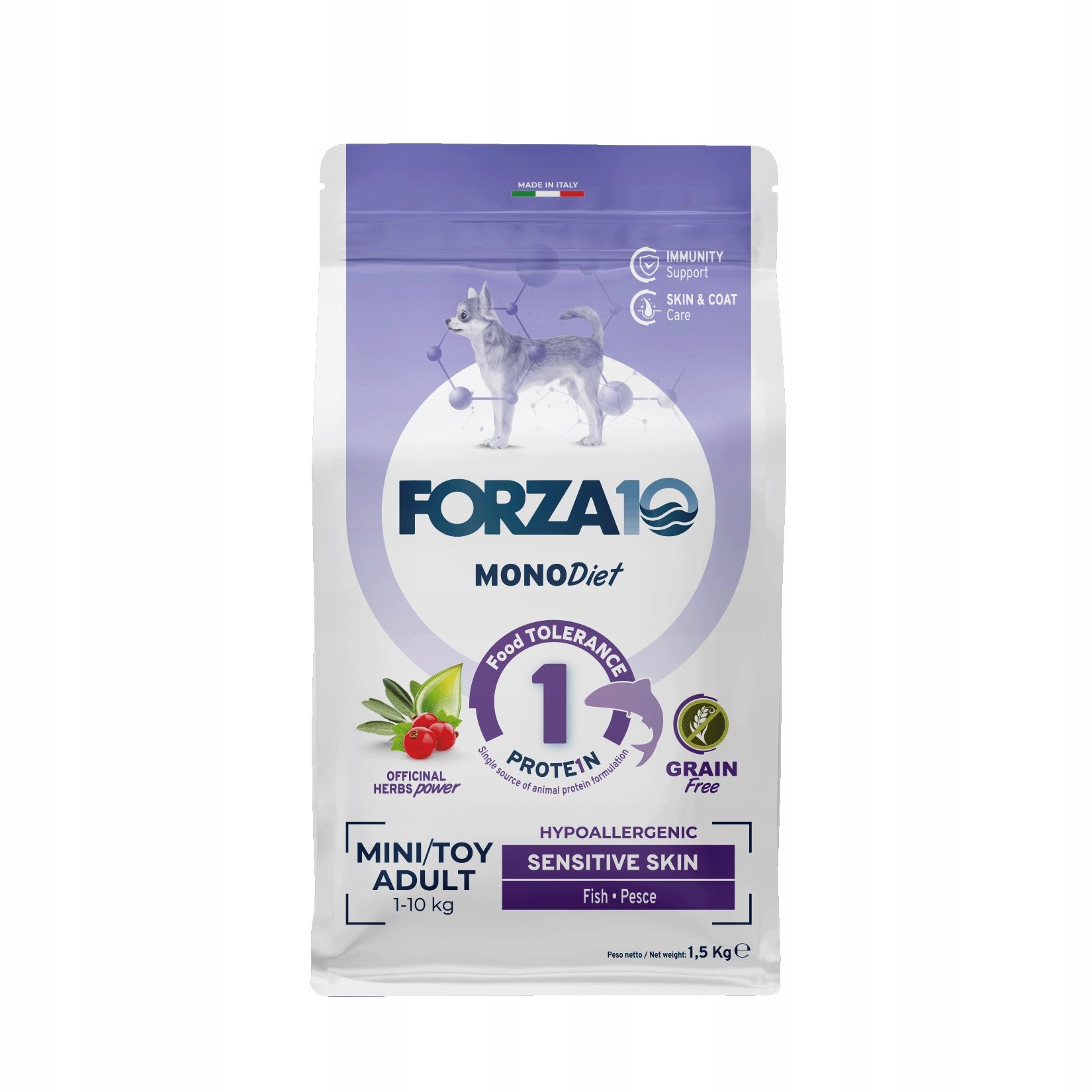 Forza10 Mini/Toy Monodiet Sensitive Skin Ryba Dla Psa 1,5Kg