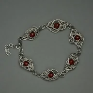 Bransoletki - Bransoletka regulowana czerwony karneol wire wrapping - miniaturka - grafika 1