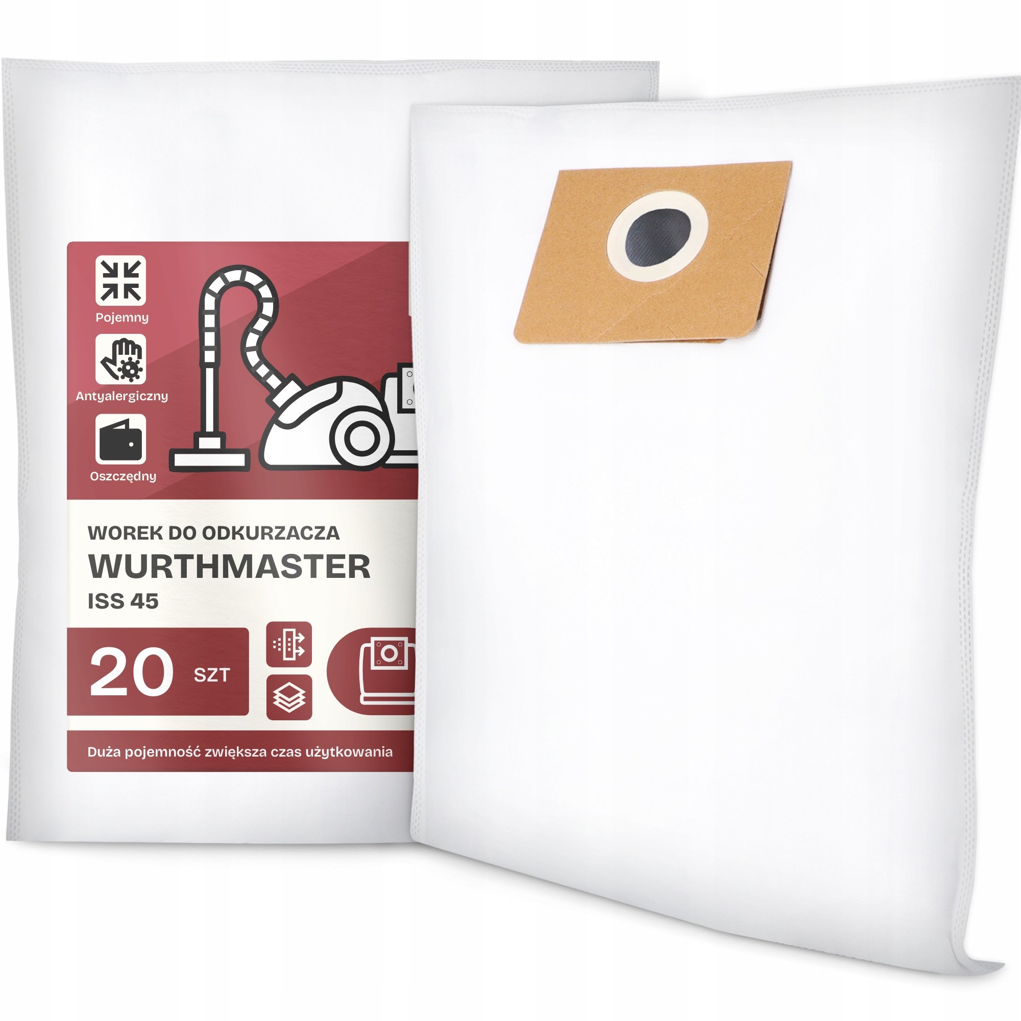 20x Worek do Odkurzacza Wurthmaster Iss 45 Syntetyczny Duży Torba Worki G9