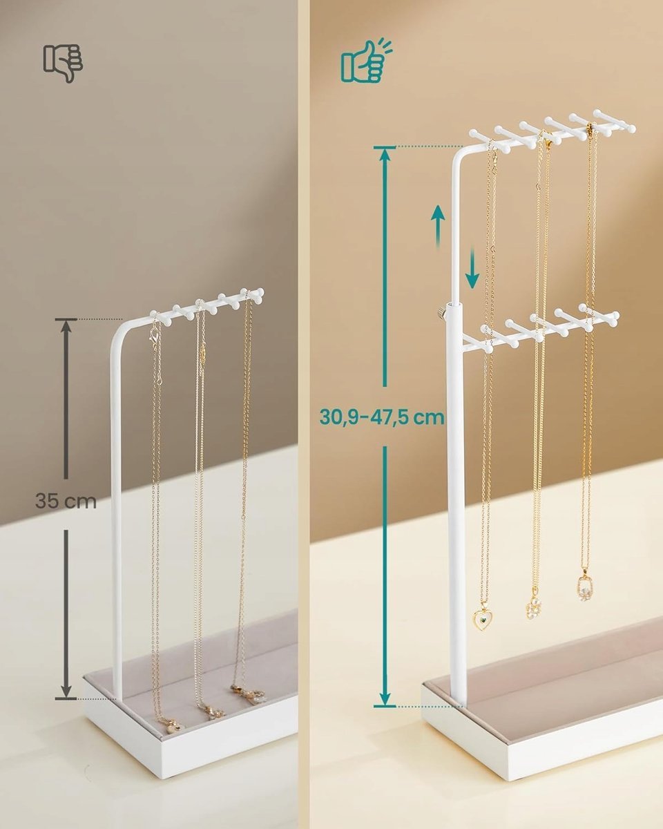 STOJAK NA BIŻUTERIĘ Z AKSAMITNĄ TACĄ ORGANIZER UCHWYT ETUI IDEALNY PREZENT