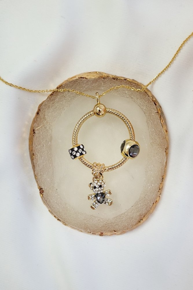 Naszyjnik Kółko Charms Złoty Miś