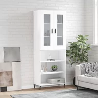 Szafki nocne - vidaXL Witrynka biała połysk 69,5x34x180 cm materiał drewnopochodny - miniaturka - grafika 1