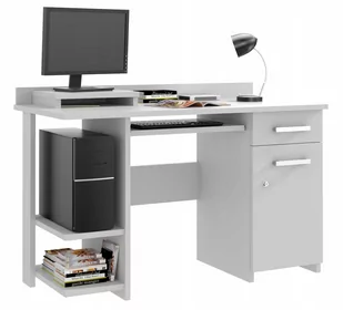 Biurko młodzieżowe z nadstawką i szufladą Alfa Białe - Biurka - miniaturka - grafika 1