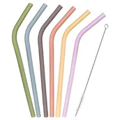Słomki do napojów - Zestaw Słomek Silikonowych Culinaria 6 + 1, Ze Szczotką - miniaturka - grafika 1