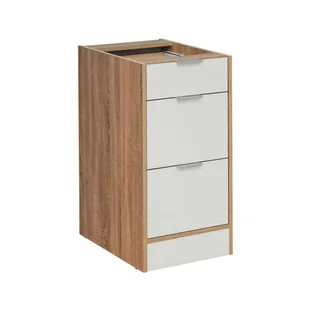 Szafka kuchenna, 3 szuflady, Vanessa, 40x56x81 cm, biel, dąb sonoma, połysk - Szafki kuchenne - miniaturka - grafika 1