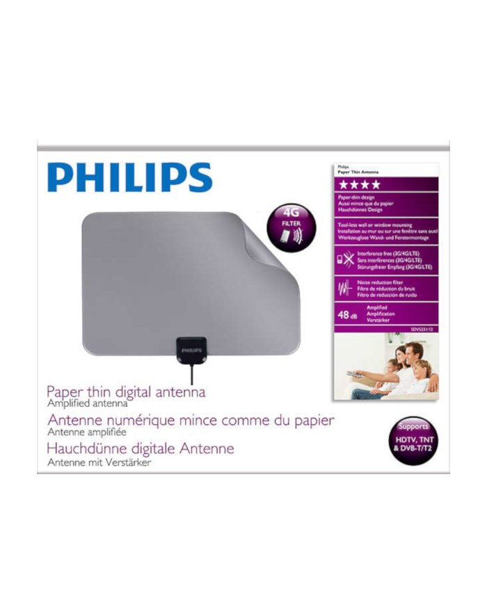 PHILIPS SDV5231/12 Antena TV PHILIPS Grubości Papieru, Wewnętrzna 48DB HDTV/UHF